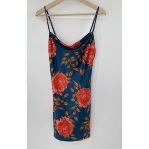 CantonWalker Women's Cowl Neck Halterneck‎ Slip On Backless Satin Mini Dress XS